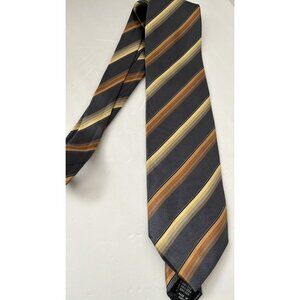 Bergamo of new york silk tie brown, gray and yellow professional office